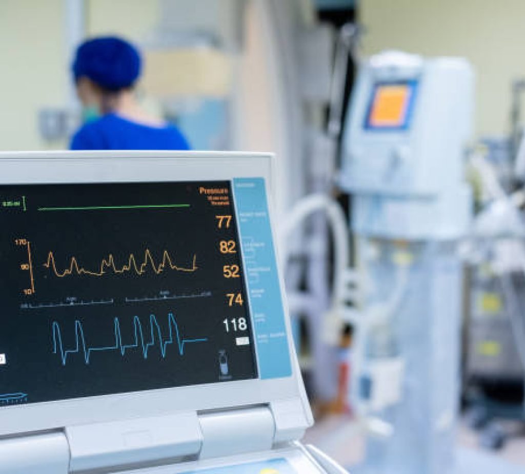 EKG monitor in intra aortic balloon pump machine. Medical equipment